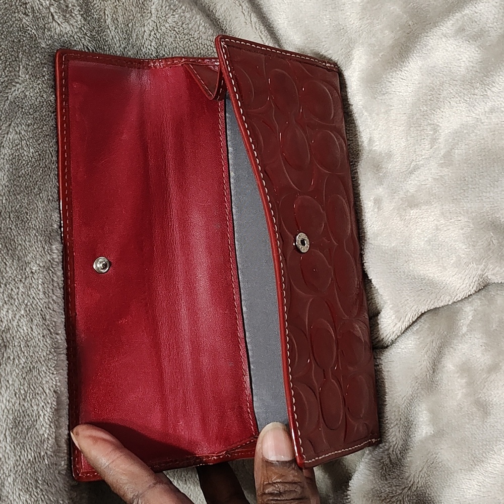 Coach Red Embossed Wallet - image 3